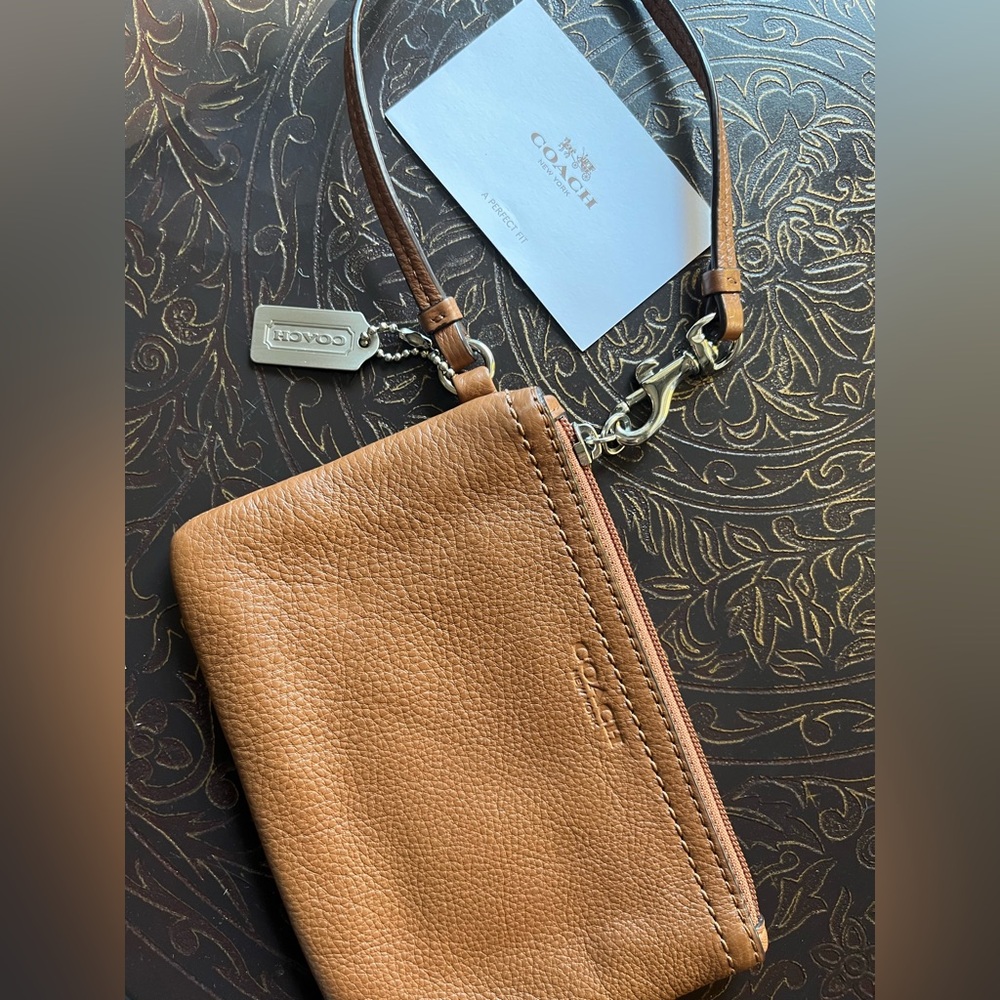 Coach Brown Leather Wristlet